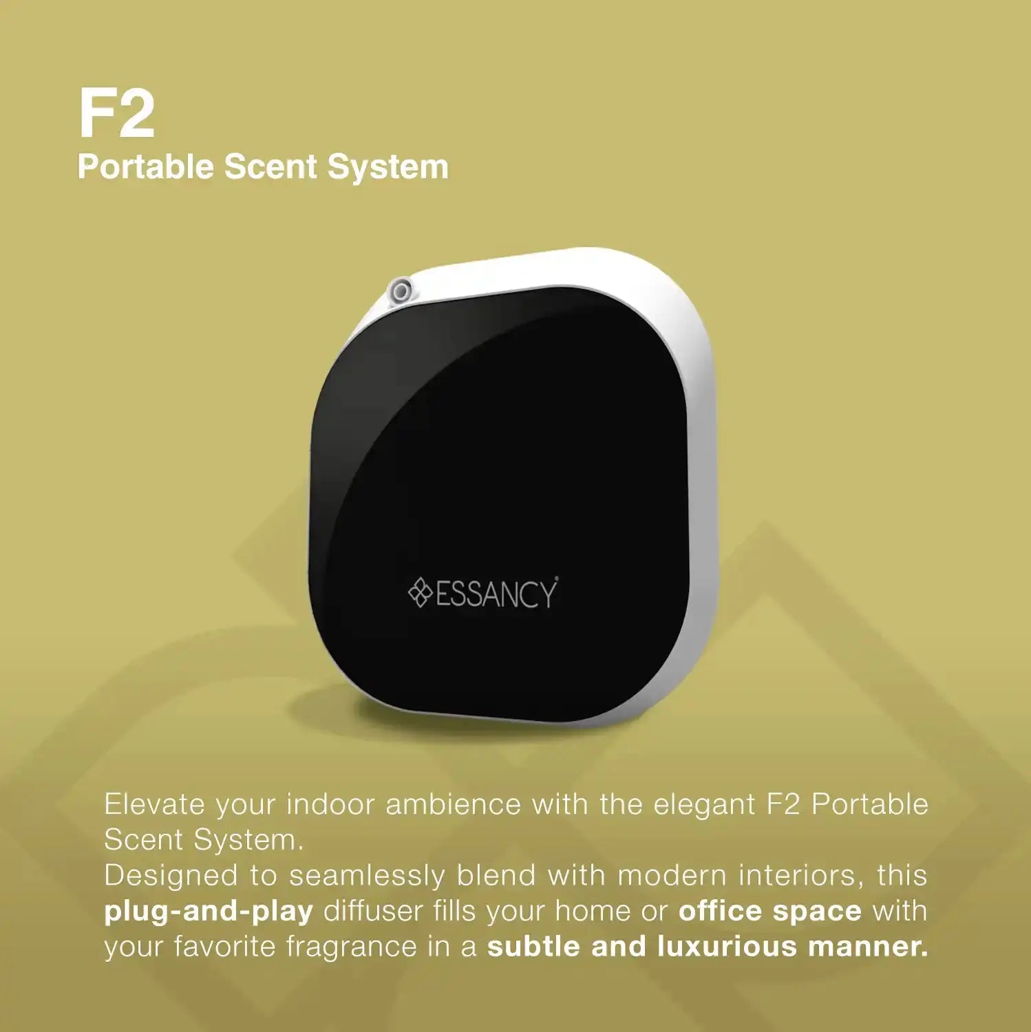 F2 Portable Scent System - Diffuser enhances indoor ambience with subtle scenting. Perfect for home or office spaces with modern decor.