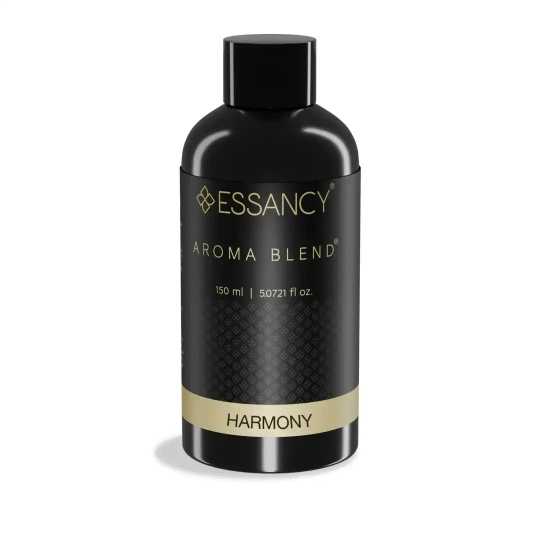 Essancy Harmony Aroma Blend 150ml eco indoor fragrance oil with citrus and floral notes, perfect for enhancing home atmosphere with a vibrant scent.