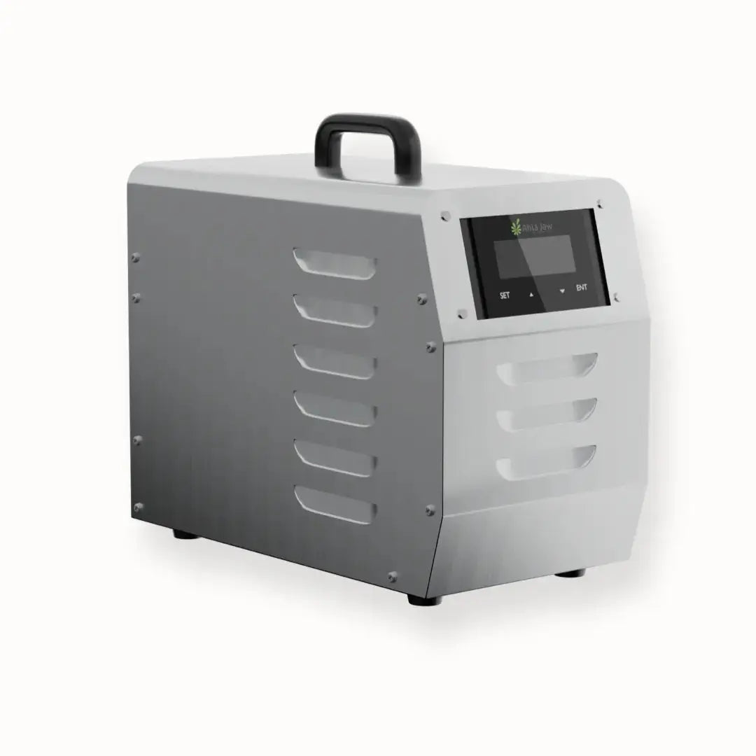 Gray industrial machine with a digital display on a white background