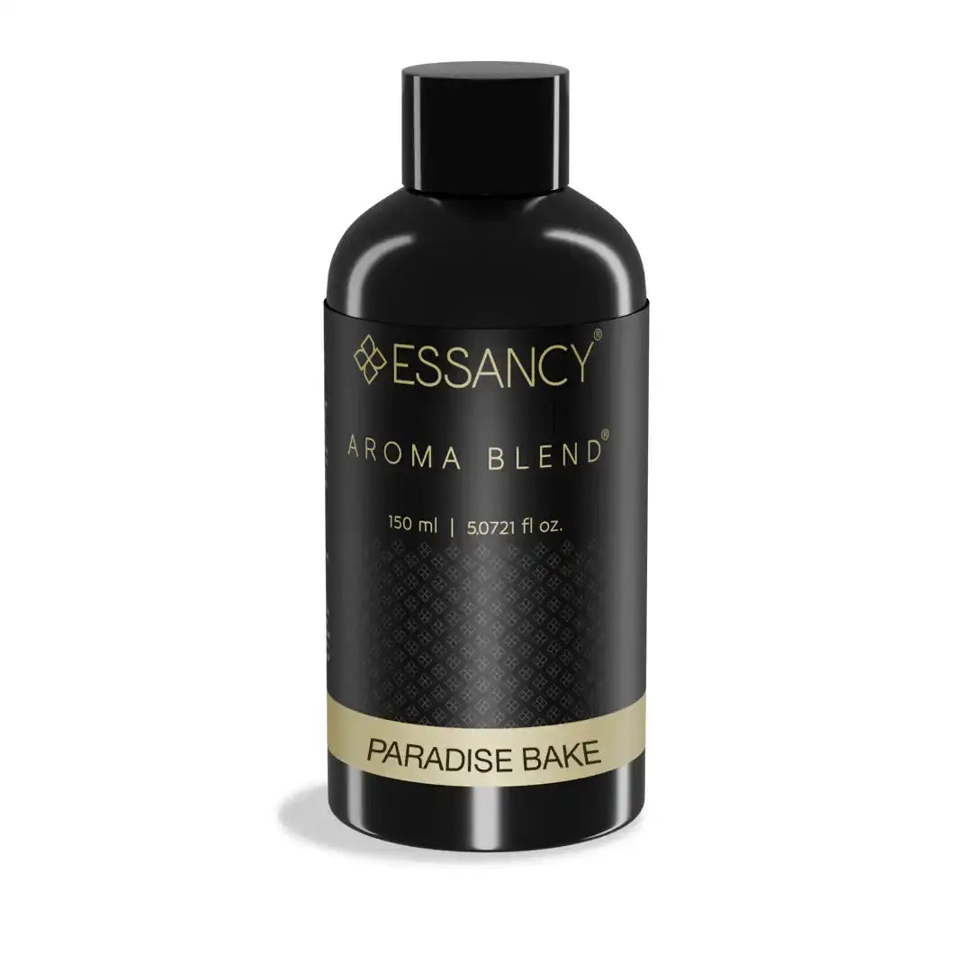 Essancy Paradise Bake Aroma Blend 150ml bottle, perfect for eco-friendly home scenting with sweet and indulgent fragrance. Buy aroma oil diffuser online.