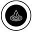 This icon depicts a water droplet falling into rippling water, symbolizing water or liquid. It is often used to represent hydration, purity, or water-related features such as waterproofing or moisture.
**SEO-friendly alt text:**
Water droplet icon with ripple effect, symbolizing hydration or moisture.