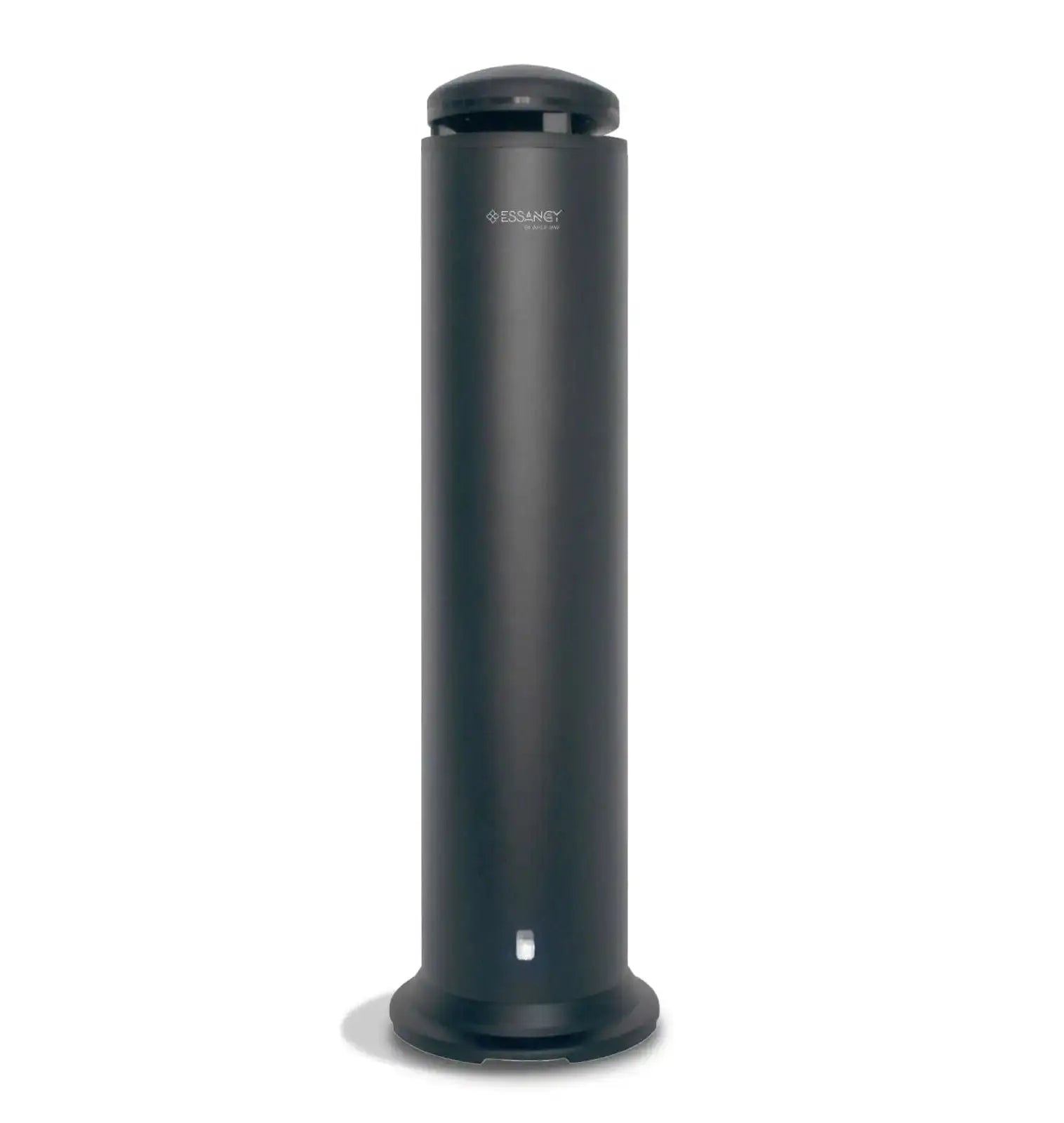 Steelo Scent System black electric diffuser with sleek cylindrical design for large space aroma coverage in homes or commercial settings.