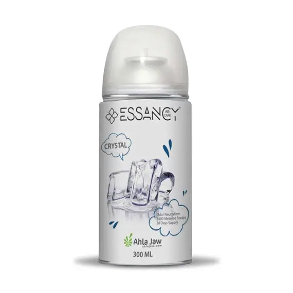 Aroma Aerosol Crystal 300ml automatic air freshener by Essancy with ice crystal design, ideal for home fragrance and 30-day odor neutralizing spray.