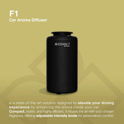 F1 car aroma diffuser with Essancy branding on a green background