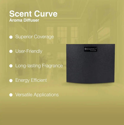 Scent Curve Aroma Diffuser – features include superior coverage, energy efficiency, and long-lasting fragrance for versatile spaces.