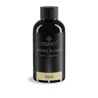 Essancy Aroma Blend bottle labeled 'Aqua' on a white background
