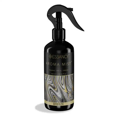 Breeze Aroma Mist Room Spray 300ml in a sleek black and gold bottle, ideal for refreshing home spaces with a luxurious scent.