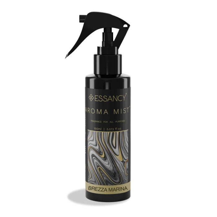 Essancy Aroma Mist bottle with marbled label on a white background