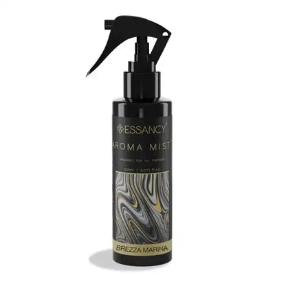 Brezza Marina Air Freshener Spray 150ml with sleek black and gold design, offering compact ocean freshness for home and office spaces.
