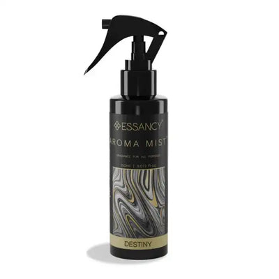 Destiny Air Freshener Spray 150ml – Compact Elegance in a sleek black and gold bottle with a modern swirl design, ideal for home or office use.