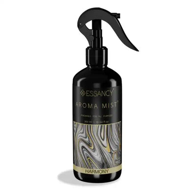 Harmony Aroma Mist Air Freshener - 300ml black spray bottle with marble design, ideal for odor neutralizing in home spaces.