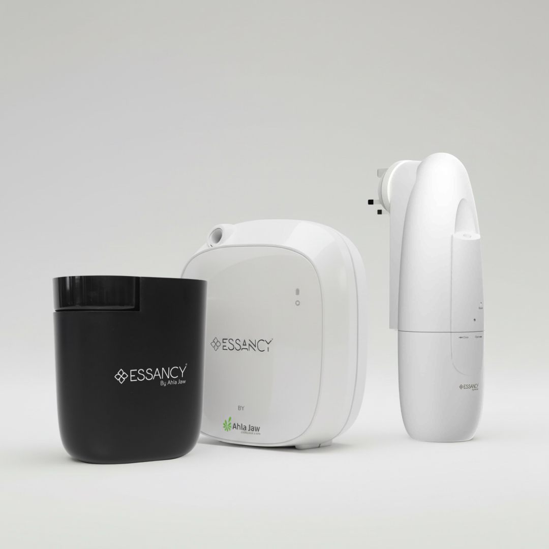 Three electronic devices with 'Essancy' branding on a white background
