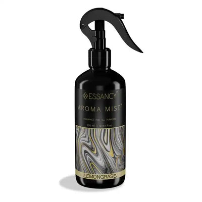 Lemongrass Air Freshener Spray – 300ml by Ahla jaw in a sleek black bottle with gold marbled design, ideal for home fragrance use.