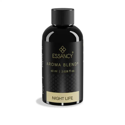Night Life Aroma Blend by Ahla Jaw in 60ml black bottle, best fragrance diffuser oil for home with energizing scent.