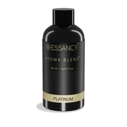 Essancy Platinum Aroma Blend 150ml premium aroma oil diffuser for home with elegant black and gold packaging, ideal for home fragrance use.