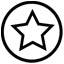 A black outlined star inside a black circle on a white background, resembling a simple icon or symbol for favorites, rating, or featured content.