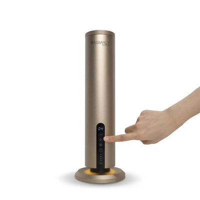 User adjusting Marbella Echo Aroma Diffuser settings on touch panel, showcasing intuitive control for personalized scent experience.