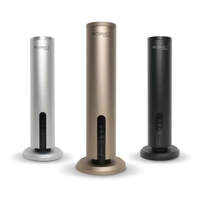 Marbella Echo Aroma Diffuser in silver, gold, and black finishes, offering stylish options for electric home fragrance systems.